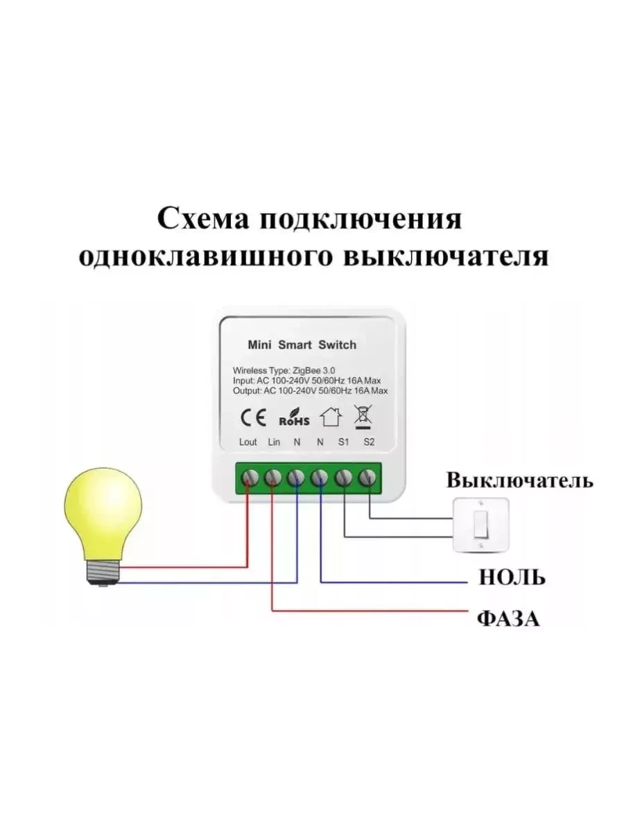 Реле одноканальное с нейтралью Zigbee WHD02 - фото 2 - id-p223539170