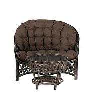 IND Комплект Черчиль диван 2-х местный и столик темно-коричневый темная подушка