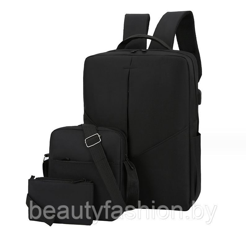 Набор рюкзак + сумки модель 814 (черный) - фото 1 - id-p223541268