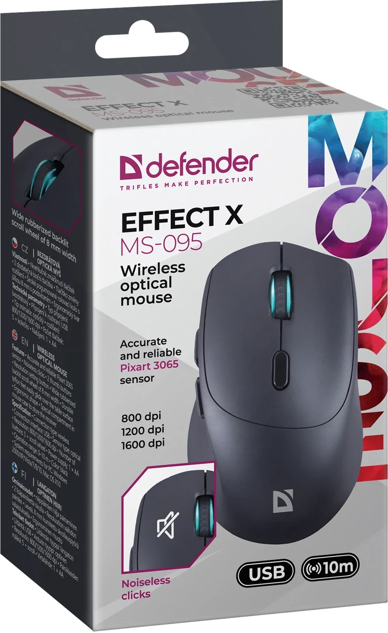 Мышь беспроводная Defender effect X MS-095 800-1600dpi Черная 52095 - фото 1 - id-p223513230