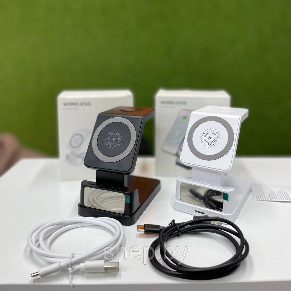 Беспроводная зарядная станция HT326 4in1 (iPhone+ iPhone+Apple Watch+AirPods), 15W, черный, белый - фото 3 - id-p223541684