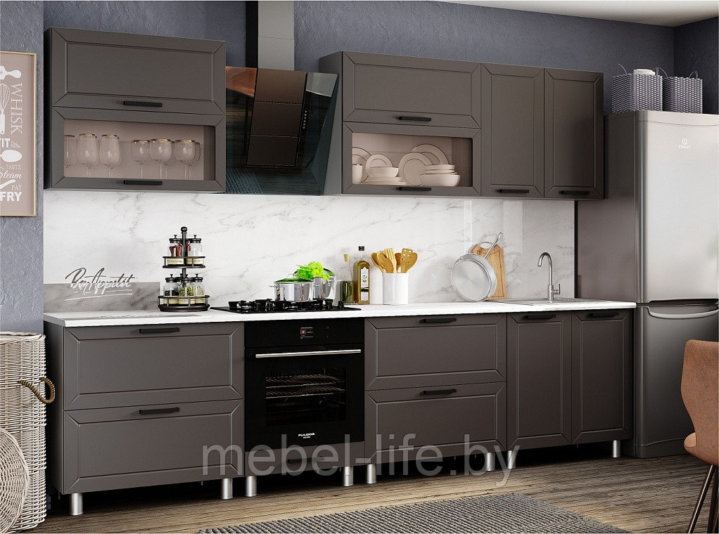 Кухня модульная Селина Черный 2.9 м