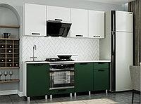 Кухня модульная Контент Белый/темно зеленый софт тач 2.1 м
