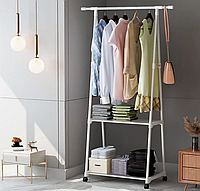 Вешалка передвижная напольная с полками Triangle clothes Rack 160х55х42 см./Стойка для вещей, обуви на колесах