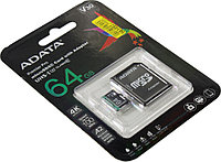 Карта памяти A-DATA AUSDX64GUI3V30SA2-RA1 microSDXC Memory Card 64Gb A2 V30UHS-I U3 Class10 + microSD-- SD