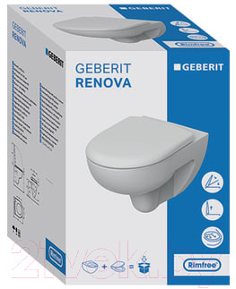 Унитаз подвесной Geberit Renova T54 Rimfree 500.801.00.1 - фото 6 - id-p223550886