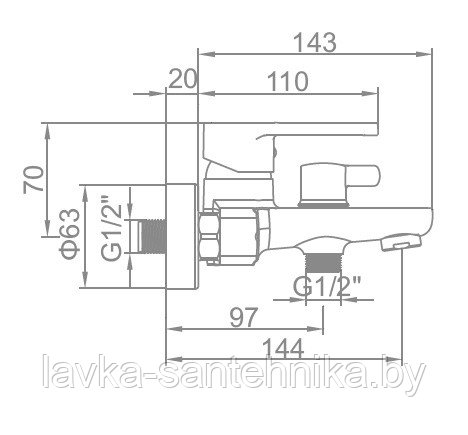 Смеситель для ванны и душа LEDEME L3266 - фото 4 - id-p146292489