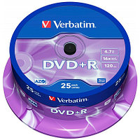 Диск Verbatim на шпинделе, DVD-R, 4.7 Гб, круглый бокс, 25 шт.