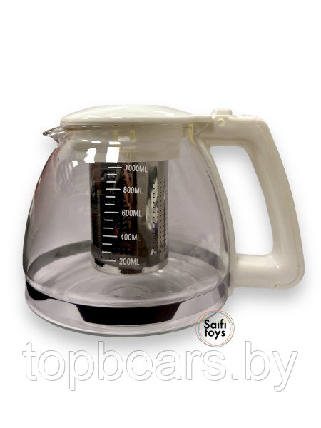 Классический заварочный чайник Объем 1000 мл. Сделан из стекла и пластика.