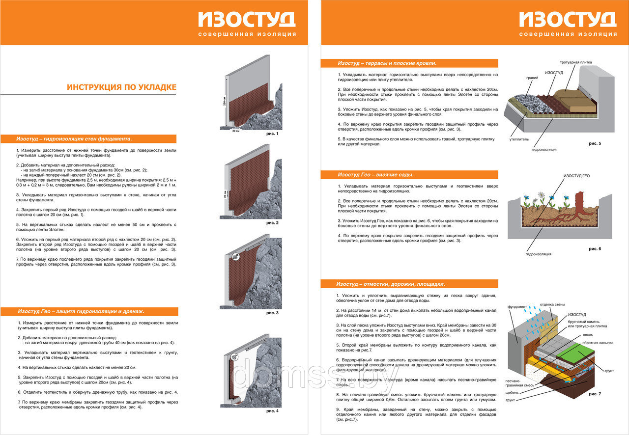 Гидроизоляционная мембрана Изостуд Isostud МС 400 Г H-200, рулон 2*20м (аналог Плантер) - фото 3 - id-p223556540