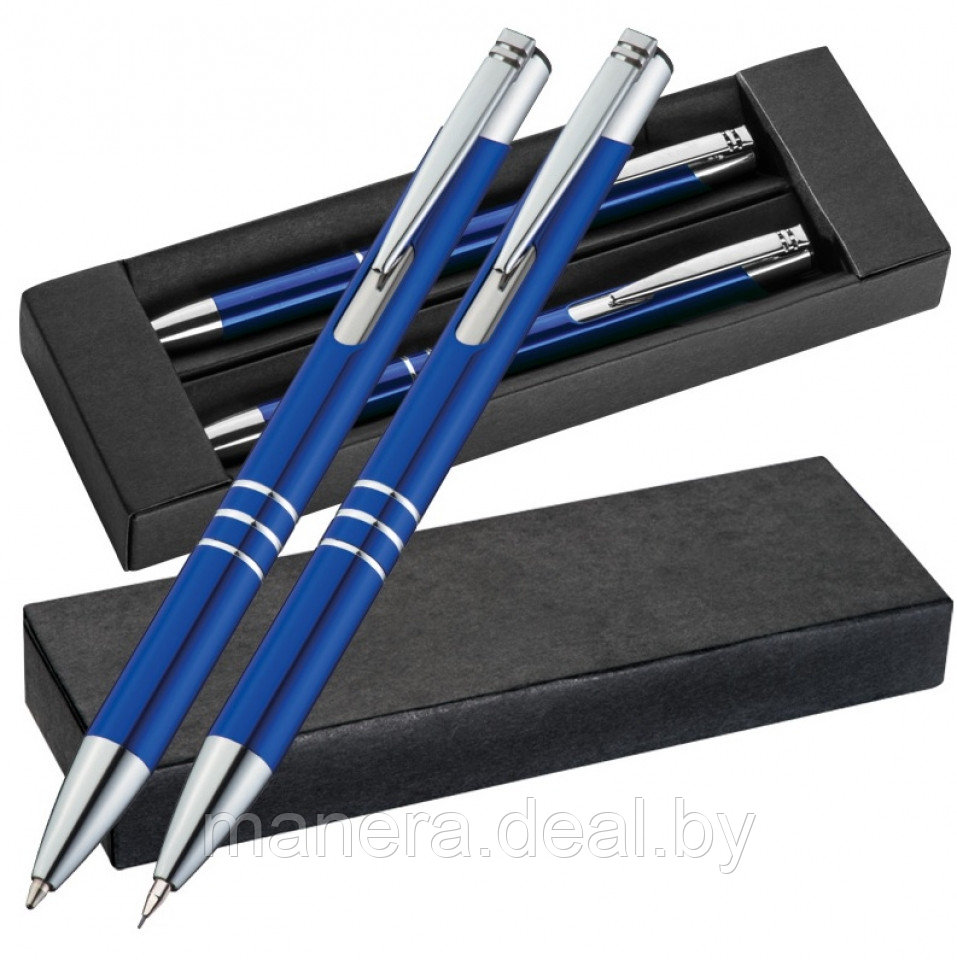 Набор письменный "Claremont" (ручка + автокарандаш) черный, синий, красный, белый - фото 2 - id-p92139377