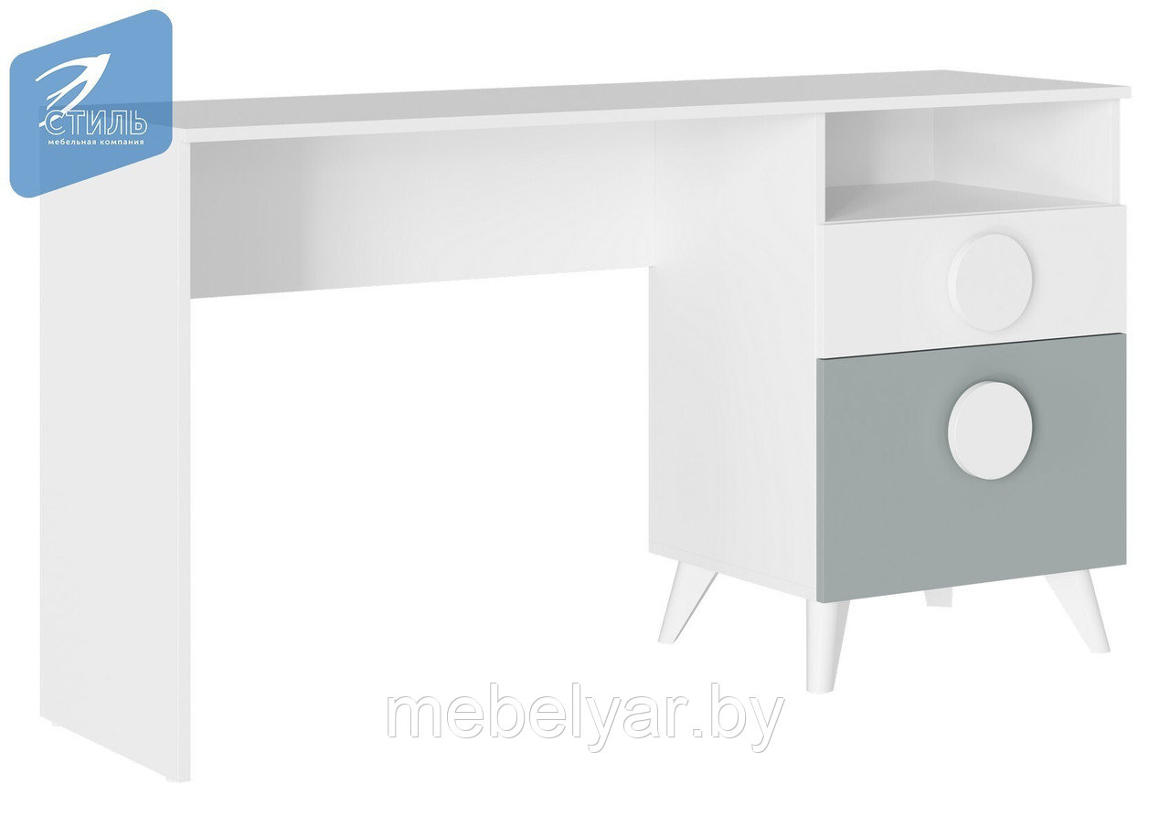 Стол письменный Кубо СП-001 Белый/Грин Грей Софт МК Стиль