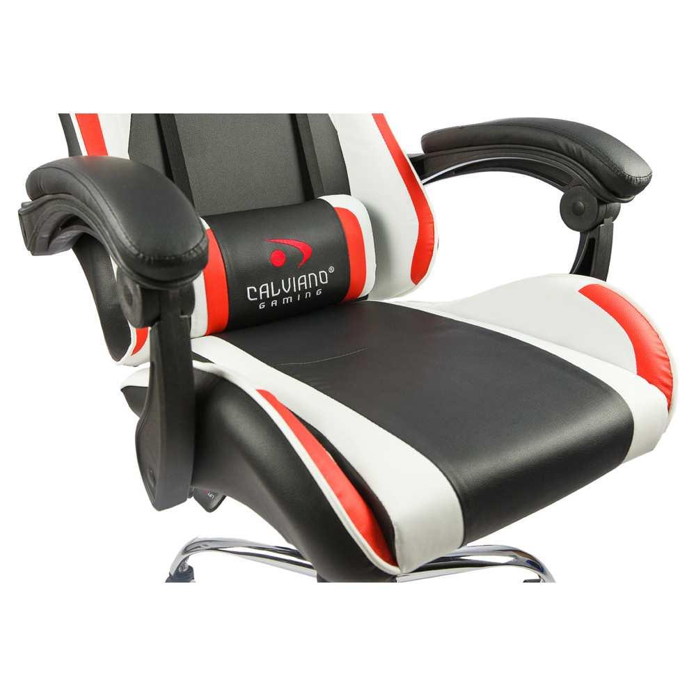 Офисное кресло Calviano ASTI ULTIMATO black/white/red (с вибромассажем) - фото 3 - id-p223562342