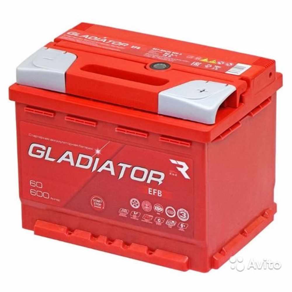 Аккумулятор автомобильный GLADIATOR EFB 60 R - фото 1 - id-p223560718