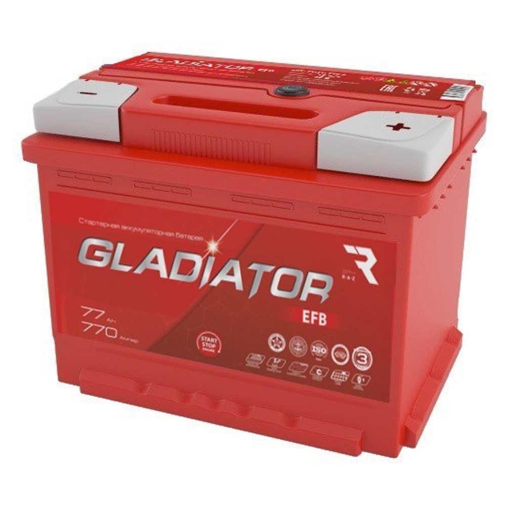 Автомобильный аккумулятор GLADIATOR EFB 77 R - фото 1 - id-p223560724