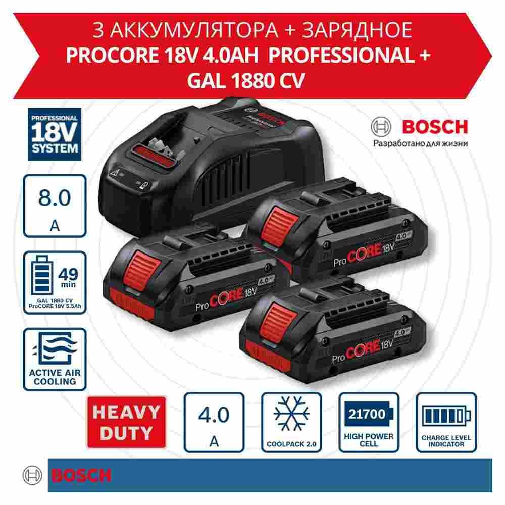 Аккумулятор с зарядным устройством Bosch ProCORE Professional 0615990N2G (18В/4 Ah + 14.4-18В) - фото 1 - id-p223563663