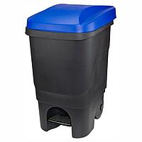 Контейнер для мусора 60л с педалью (синяя крышка) (IDEA) (М2398)