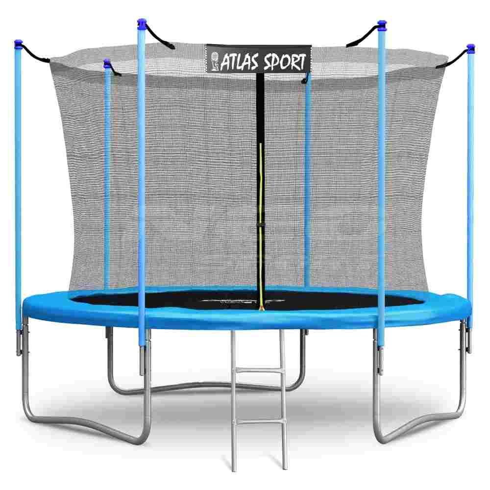 Батут Atlas Sport 252 см (8ft) с внутренней сеткой и лестницей BLUE