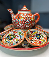 Узбекский чайный сервиз на 6 персон (оранжевый)