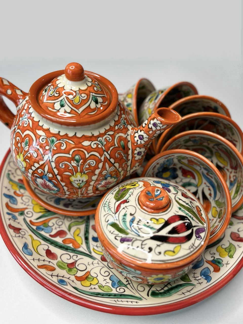 Узбекский чайный сервиз на 6 персон (оранжевый) - фото 4 - id-p222220375