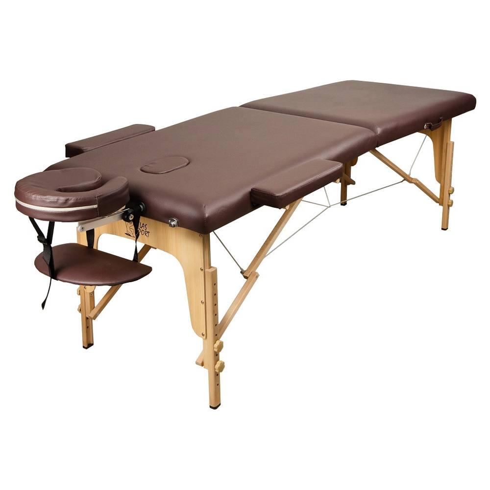 Массажный стол Atlas Sport складной 2-х секционный деревянный (коричневый) - фото 1 - id-p223566524