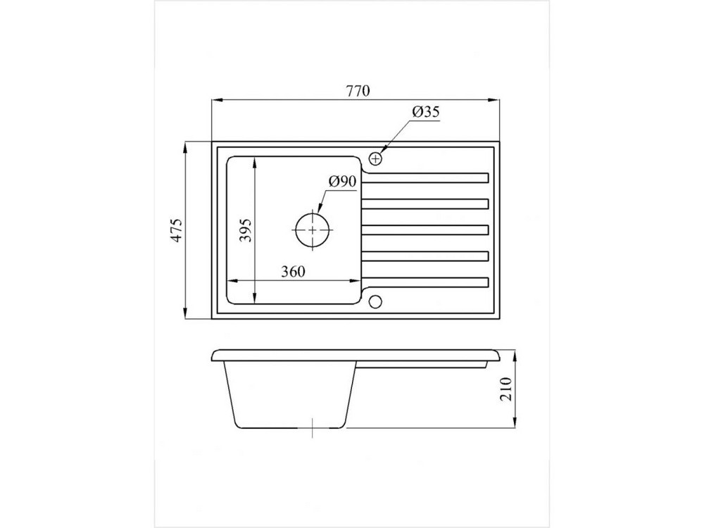 Мойка из искусственного камня AV ENGINEERING Art гранит 770х490 mm (AV770490AGT) - фото 3 - id-p223567251