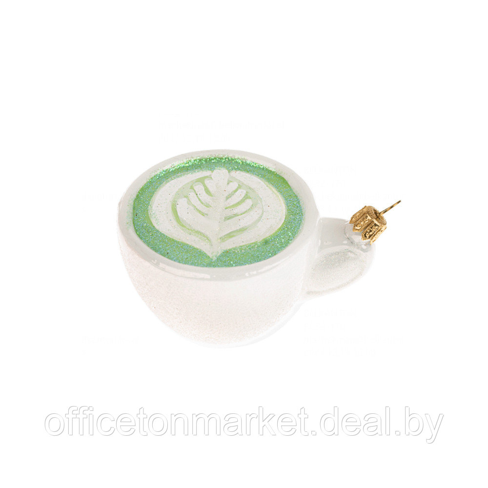 Украшение елочное "Matcha Latte Cup", 8 см, стекло, белый, зеленый - фото 1 - id-p220946571