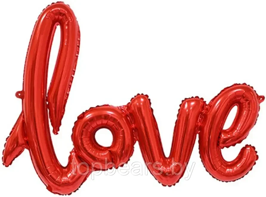 Шар (22''/56 см) Фигура, Надпись "Love", Красный, 1 шт.