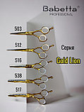 Ножницы парикмахерские Babetta филировочные размер 6.0 в кобуре серия Gold Lion, фото 7