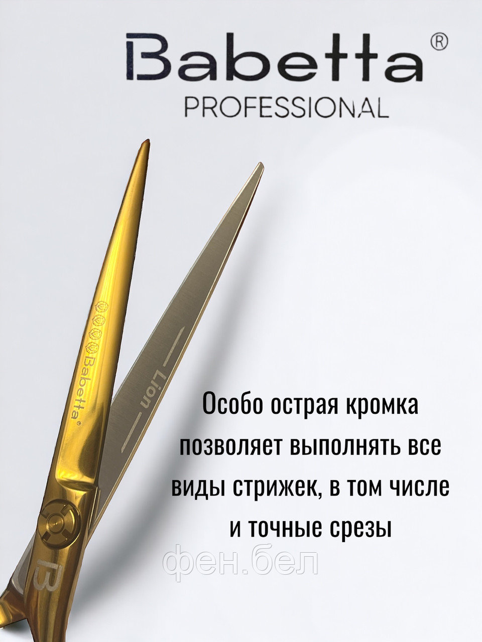 Ножницы парикмахерские Babetta прямые размер 6.0в кобуре серия Gold Lion - фото 4 - id-p223568369