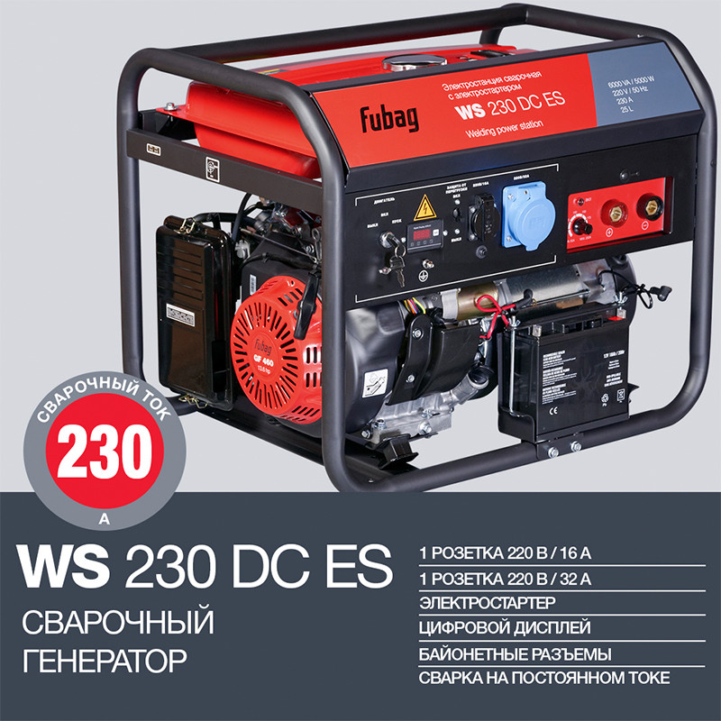 Сварочный генератор FUBAG WS 230 DC ES с электростартером - фото 4 - id-p223570319