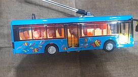 Детская игрушка троллейбус металлический свет звук 21 см открываются двери 6013