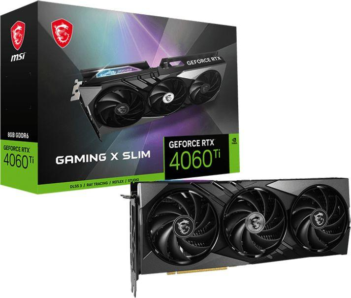 Видеокарта 8Gb PCI-E GDDR6 MSI RTX 4060Ti GAMING X SLIM 8G (RTL) HDMI+3xDP GeForce RTX4060Ti - фото 1 - id-p219794542