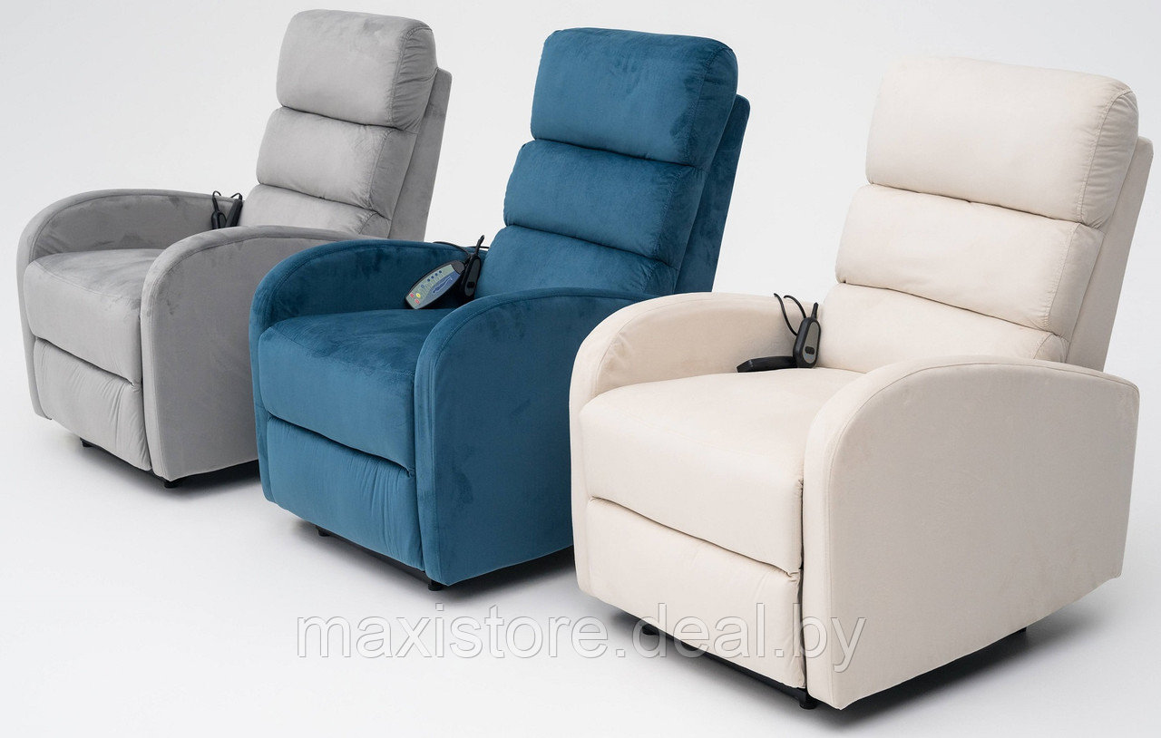 Кресло вибромассажное CALVIANO, модель 2165, синий велюр - фото 7 - id-p223590082