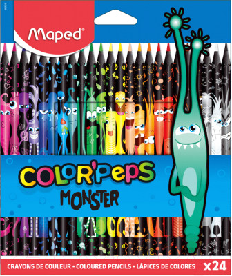 Карандаши цветные «COLOR PEP'S Black Monster», набор 24 цвета, пластиковый корпус MAPED (862624) ФРАНЦИЯ