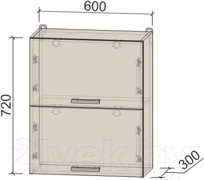 Шкаф навесной для кухни Интерлиния Компо ВШ60-720-2дг - фото 3 - id-p223592622
