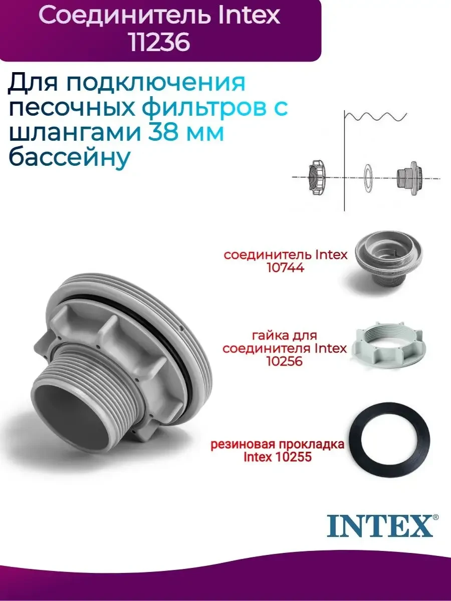 Гайка муфты Intex 10256 "STRAINER NUT" для сетчатого соединителя 38 мм - фото 3 - id-p223590753