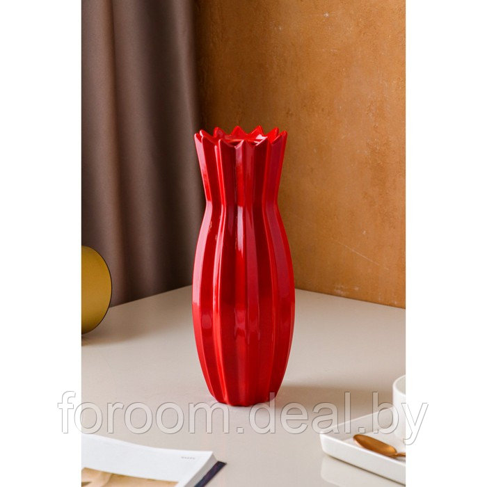 Ваза керамическая "Лина", (h)28см, красная Керамика ручной работы Узор из граней 5572801 - фото 3 - id-p223600851
