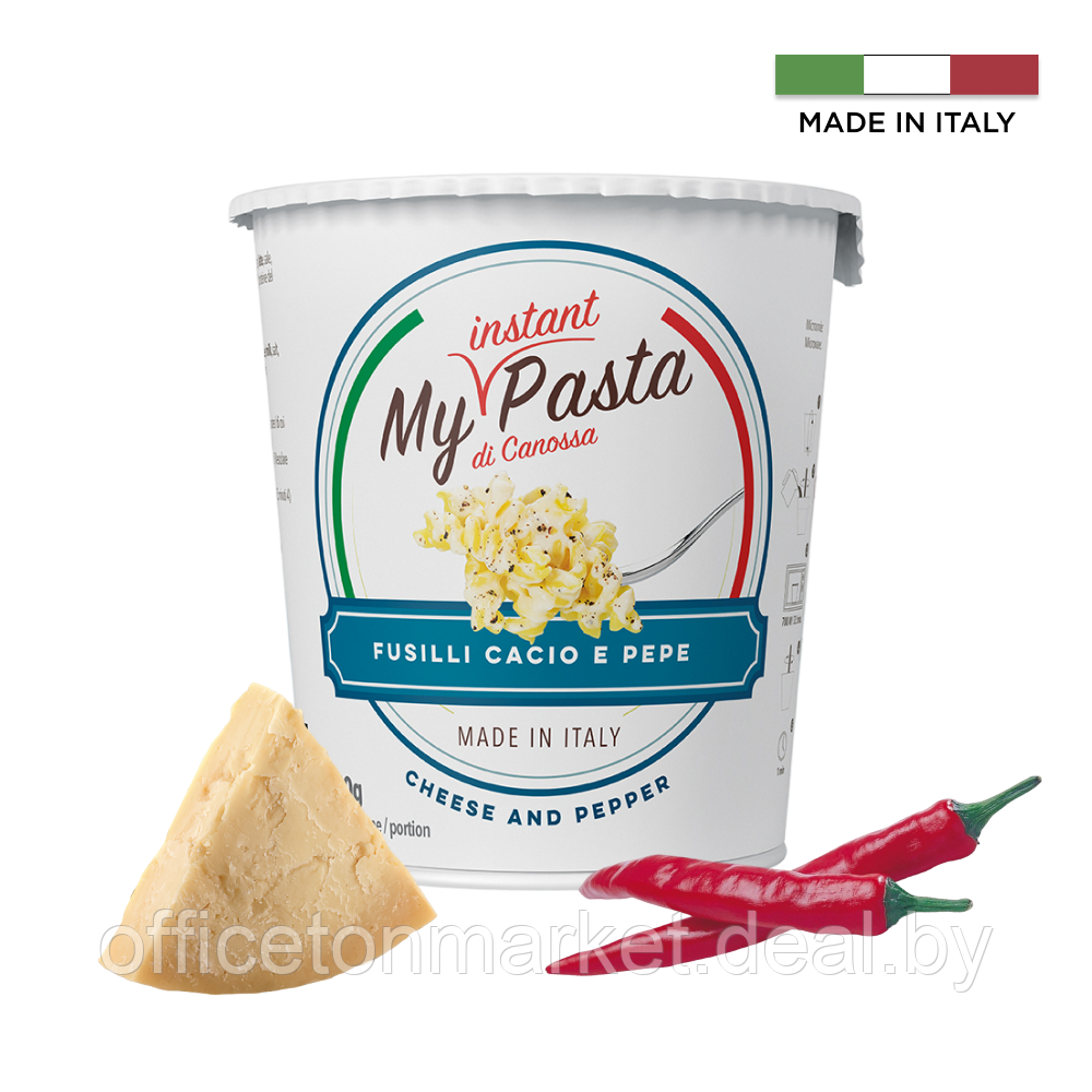 Паста фузилли "My instant pasta" с сыром и черным перцем, 70 г