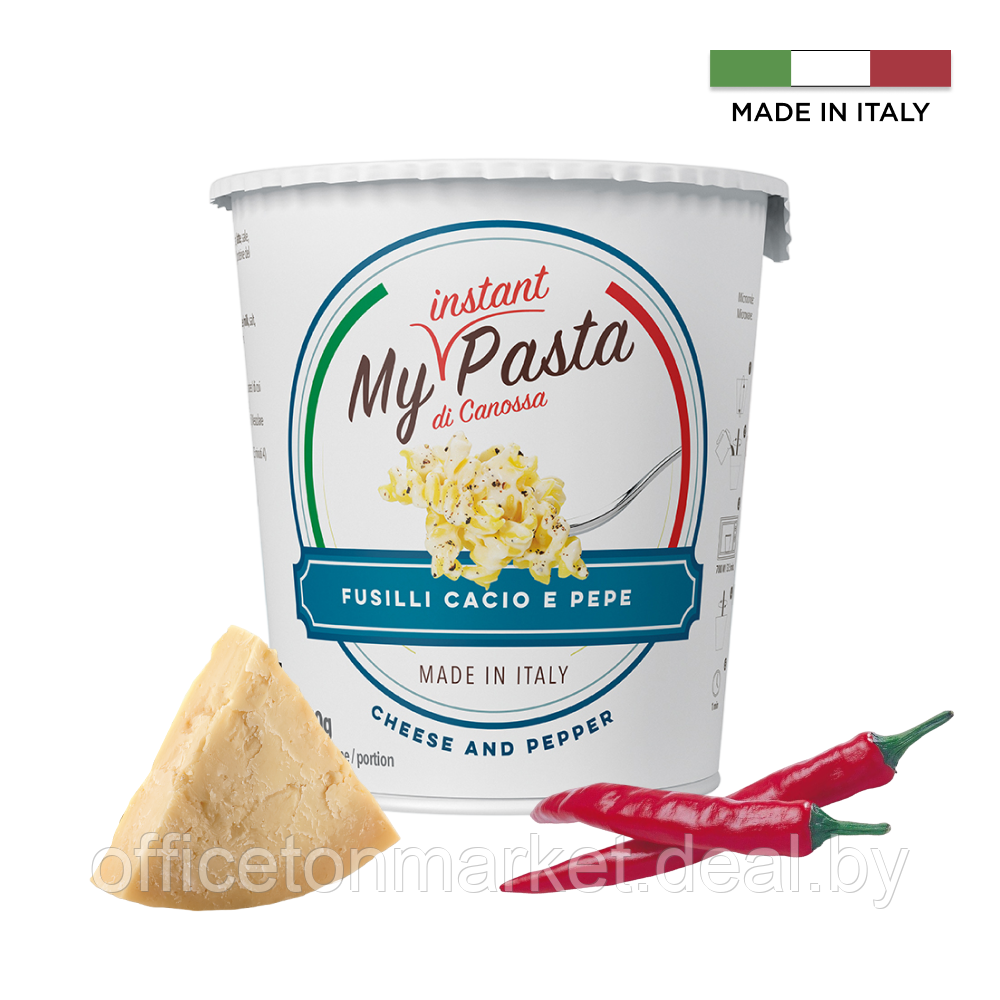 Паста фузилли "My instant pasta" с сыром и черным перцем, 70 г - фото 1 - id-p222985412