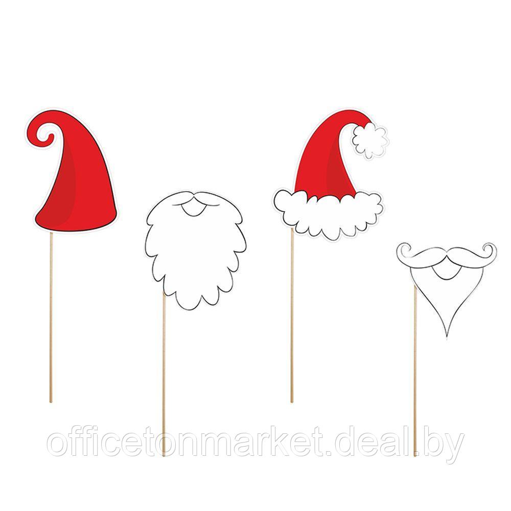 Набор для фотосессии "Санта Клаус и Гномы", 4 шт, белый, красный - фото 1 - id-p223566367