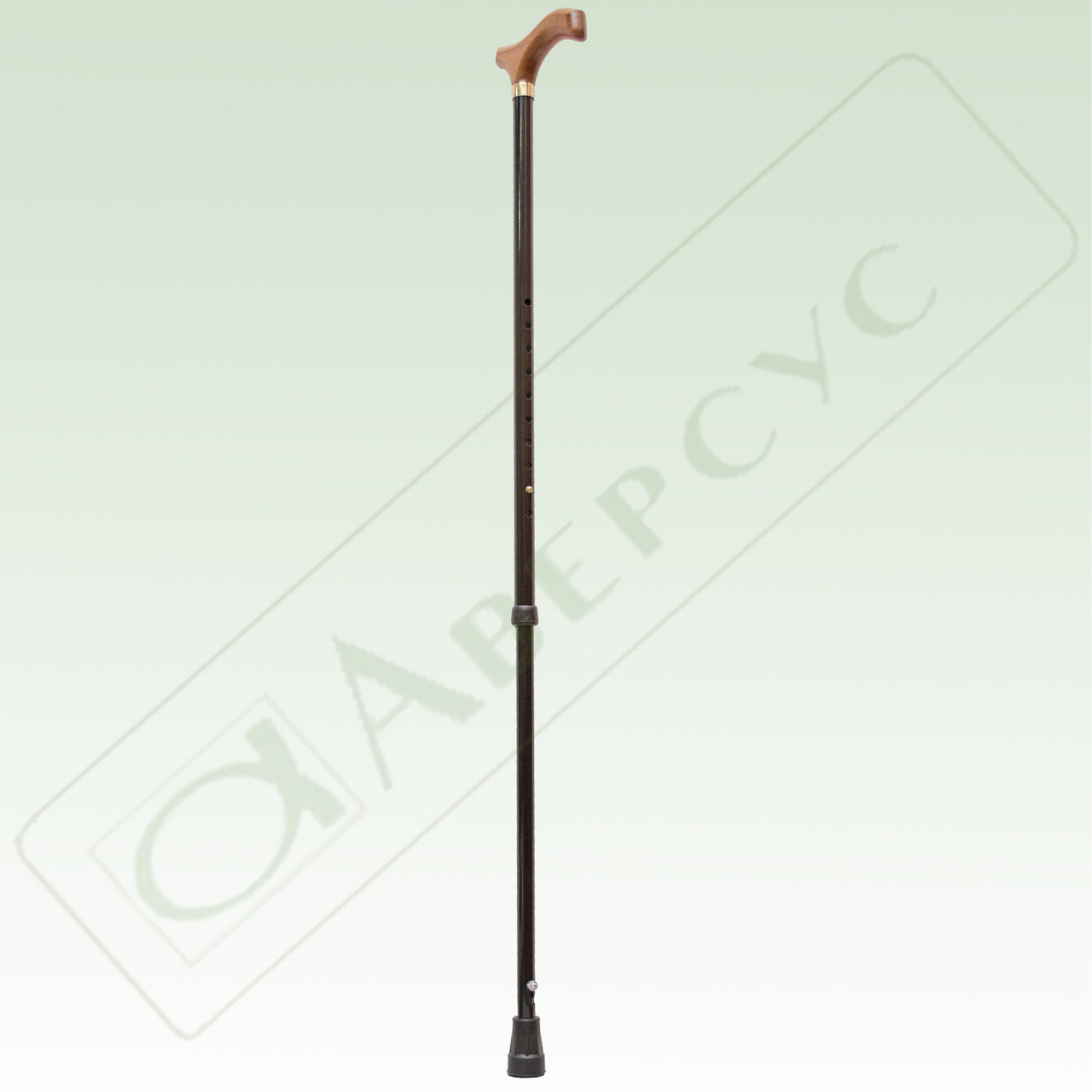 Трость металлическая (алюминиевый сплав) телескопическая с УПС и деревянной ручкой Арт.22УТ/дер