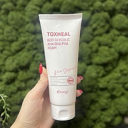 Пенка для умывания с AHA-BHA-PHA кислотами, ESTHETIC HOUSE TOXHEAL RED GLYCOLIC AHA, BHA, PHA FOAM, 150 мл