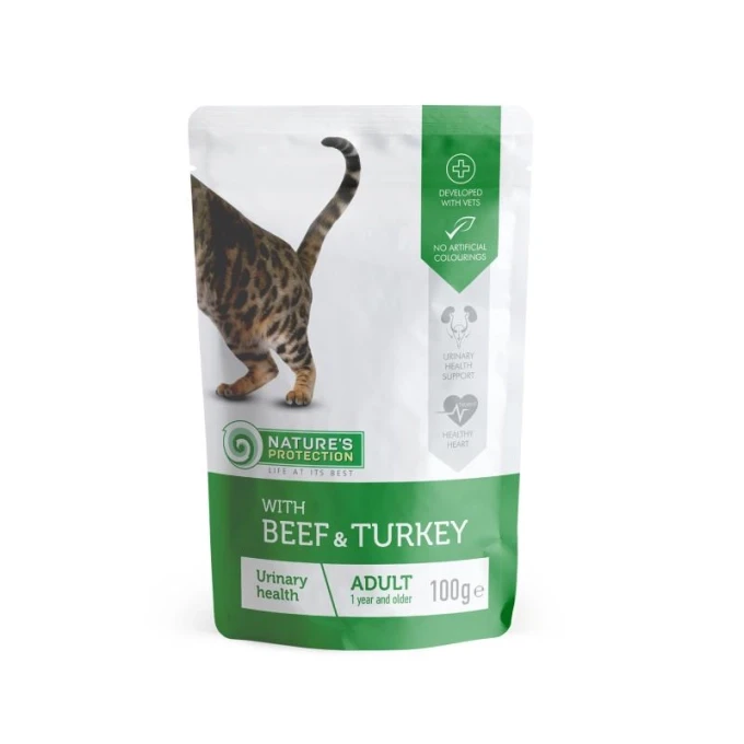 Корм влажный Natures Protection Urinary Healt для кошек (говядина с индейкой), 100 гр.