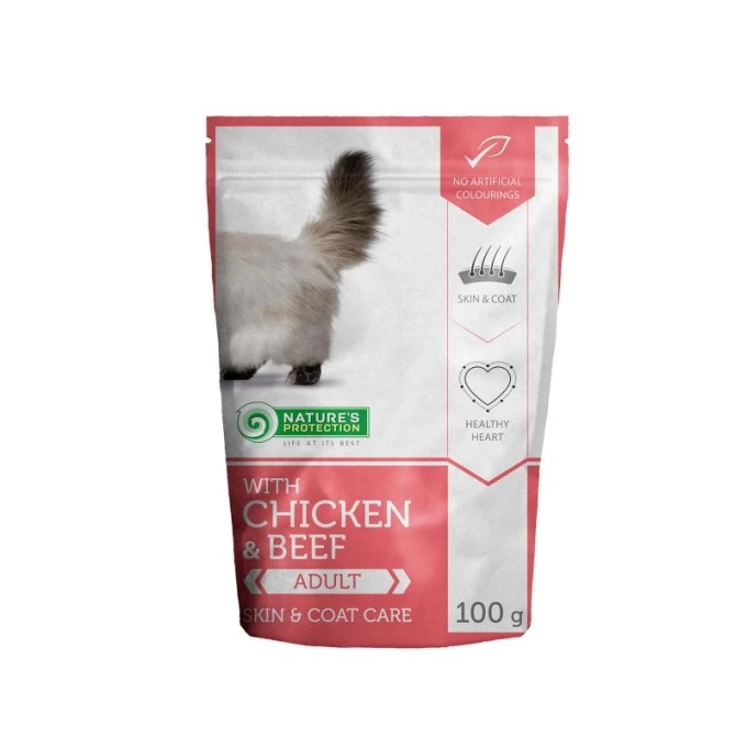 Влажный корм Nature's Protection Skin & Coat Care для длинношерстных кошек 100гр.