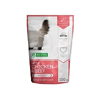 NP влажный корм для длинношерстных кошек WITH CHICKEN&BEEF SKIN&COAT CARE(курица с говядиной),100г.(Литва)