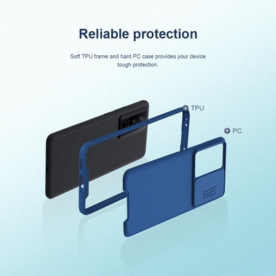 Чехол-накладка Nillkin CamShield Pro Синяя для Xiaomi Poco F5 Pro - фото 3 - id-p223603420