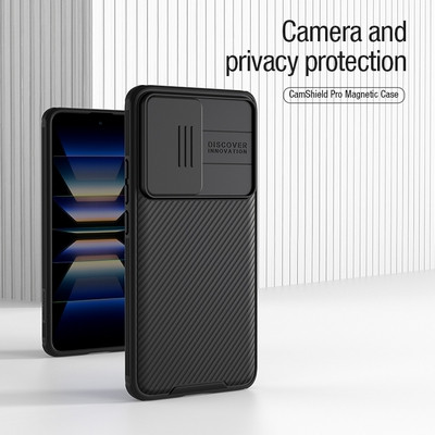 Чехол-накладка с пластиной Magsafe Nillkin CamShield Pro Magnetic Черная для Xiaomi Poco F5 Pro - фото 9 - id-p223603423