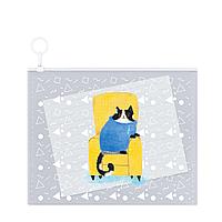 Папка-конверт на молнии "Кот в кресле", А6, серый