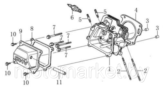 golovka cilindra 168F,200,170F  motomarket.by